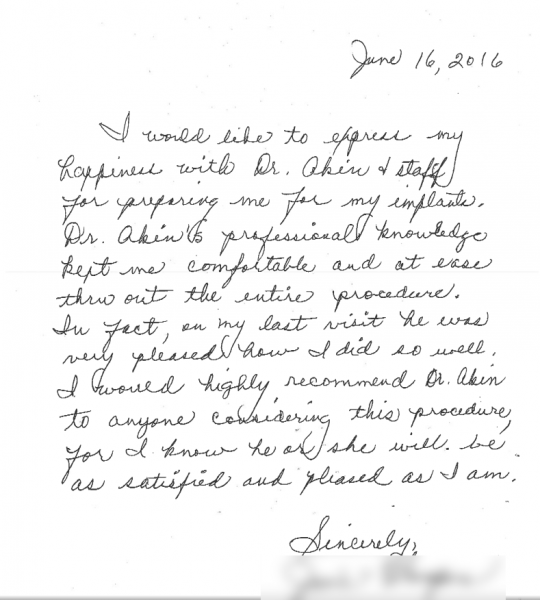A heartfelt letter speaks volumes! Thank you!