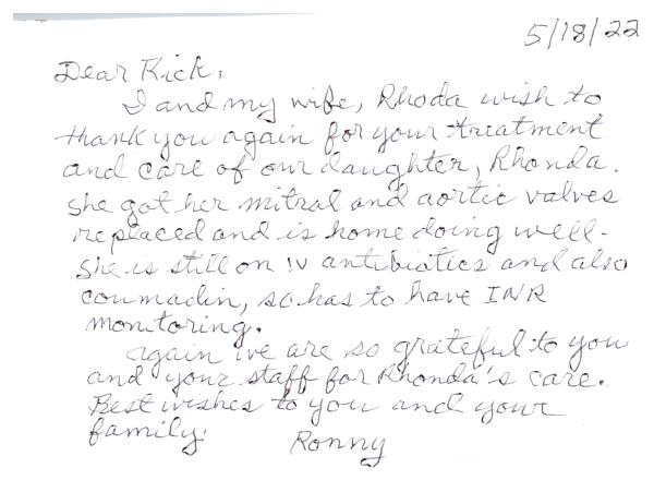 Letter from Ronny