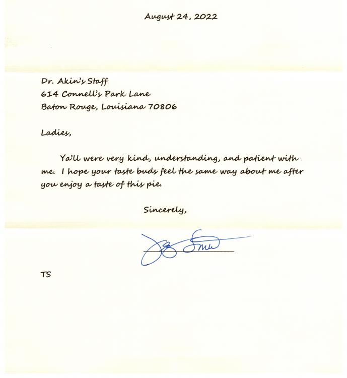 Thank You Letter from Terry 